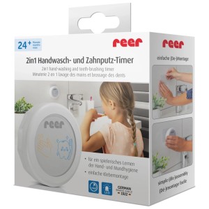 Reer Handwasch- und Zahnputz-Timer in Weiß, zur spielerischen Förderung der Hygiene bei Kindern.