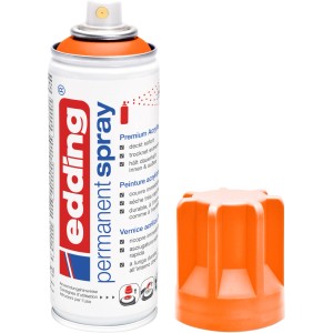 Bomboletta spray permanente Edding (200ml) arancione neon opaco con coperchio. Vernice spray colorata per interni ed esterni.