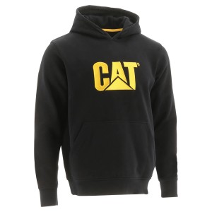 Sweat à capuche Cat Trademark noir taille M pour vêtements de travail avec logo jaune.