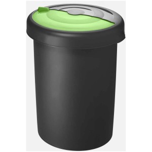 Rotho Mülli pattumiera, 30 l, nera con coperchio scorrevole verde.