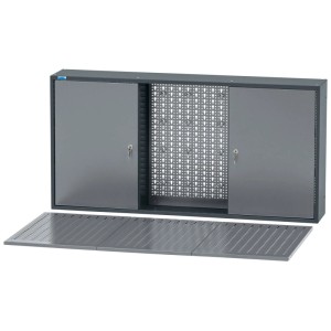 Küpper Hängeschrank-Set mit Lochwand, hellgrau und anthrazitgrau, für Werkzeug und Zubehör.