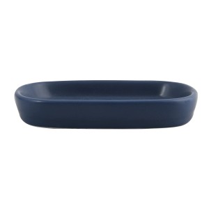 Portasapone MSV Maonie, ceramica blu scuro, 13,9x9x2,4cm. Elegante accessorio bagno.