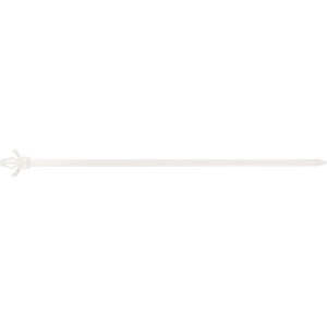 Collier de serrage blanc avec cheville à expansion, 200 mm, pour fixation de câbles.