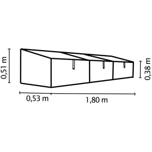 Schizzo serra a tunnel Gaia 3X con dimensioni (51x53x180cm). Ideale per la coltivazione in giardino.