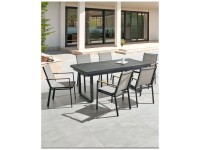 Beliani Gartenstuhl-Set Busseto Metall Schwarz 6 Stk.