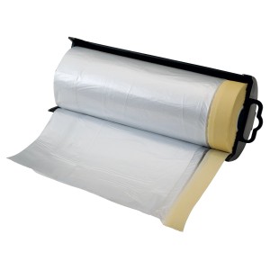 Film de masquage LUX avec ruban adhésif, 17 m x 2,7 m, dans distributeur. Film protecteur pour peinture.