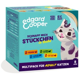Edgard & Cooper Multipack Katzen-Nassfutter, 8x85g, 4 Sorten in Soße für adulte Katzen.