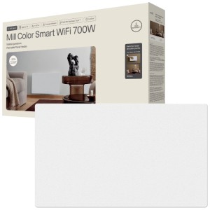Mill Color Smart WiFi 700W pannello riscaldante, bianco opaco, verniciabile. Moderno termosifone elettrico.