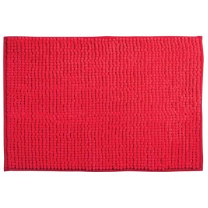 Tappeto da bagno MSV Chenille rosso, 50x80 cm, con superficie morbida e rivestimento antiscivolo.