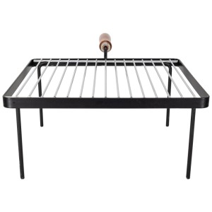 Grille de barbecue carrée Nouvel à quatre pieds, acier nickelé, 37,5x48cm. Ustensile de grill pour une cuisson sûre.