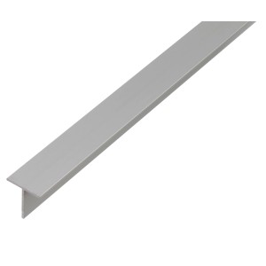 Profilo a T in alluminio argentato, 15x15x2000 mm, ideale per fissaggi.
