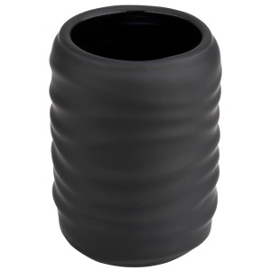Portaspazzolino Wenko Illana nero in ceramica con superficie strutturata.