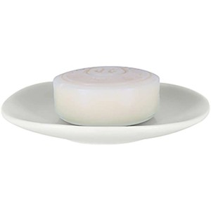 Portasapone bianco Spirella Sina in gres con sapone, look opaco.