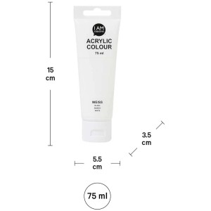 Tube I Am Creative Acrylfarbe Weiss, 75 ml. Acrylfarbe für Künstler und Hobbybastler.