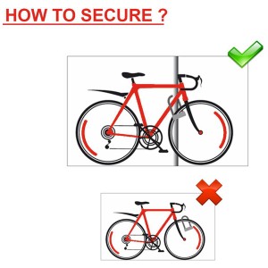 Illustration: Fahrrad richtig mit Master Lock Panzerkabelschloss sichern.