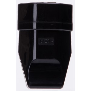 Schwarze Kupplung Typ 23, 3-polig für Schutzkontaktstecker.