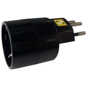 Adaptateur de voyage noir Schönenberger Schutzkontakt type F/Suisse T12 pour voyage.