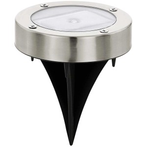 Eglo Solar-LED-Bodenleuchte aus Edelstahl mit Erdspieß für den Garten.