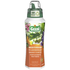 Engrais pour plantes Gesal Mediterrana, flacon de 500 ml pour plantes méditerranéennes.