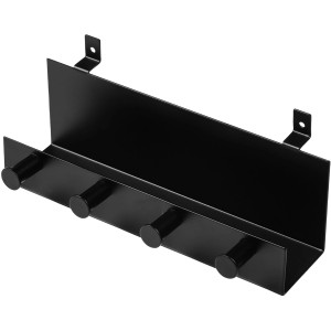 Mensola nera DenPanels con 4 ganci per montaggio a parete, larghezza 21,5 cm.