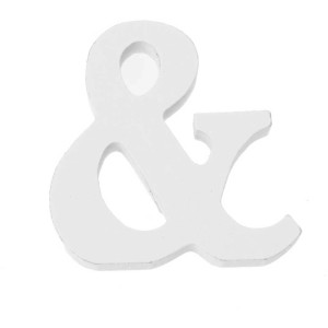 Segno '&' in MDF bianco (alto 5,5 cm) per bricolage e decorazioni.