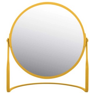 Specchio cosmetico Spirella Akira, giallo opaco, specchio da tavolo con ingrandimento.
