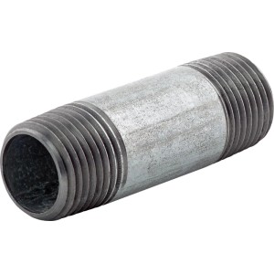 Raccordo in ghisa malleabile, 21 mm (R 1/2) x 60 mm, zincato, con filettatura maschio per raccordi tubi.