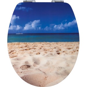 baliv Sedile WC Samaria con motivo spiaggia: Copriwater con chiusura rallentata e anima in legno.