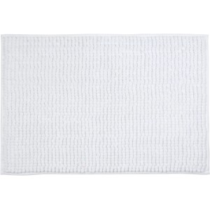 Tappeto da bagno bianco (60x40 cm) con superficie vellutata per il bagno.