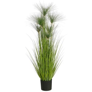 Pianta artificiale di papiro verde Mica Decorations in vaso, altezza 140-145 cm.