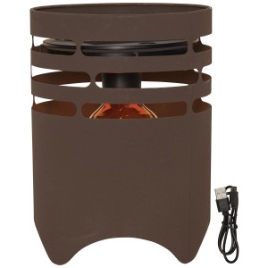 Star Trading Décoration solaire Marron : lanterne en métal avec lumière LED blanc chaud, hauteur 25 cm, câble USB inclus.