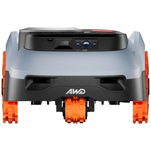 Robot tondeuse Navimow i220E LiDAR Pro avec traction intégrale et roues orange.