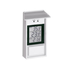 Thermomètre numérique Möller Therm affichant la température minimale et maximale, hauteur 13 cm.