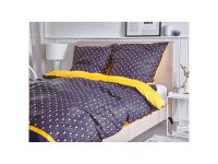 Bettwäsche-Set Wallingford Baumwollsatin Dunkelblau-Gelb Single 135 x 200 cm
