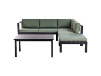 Beliani Garten-Ecksofa-Set Messina Aluminium Schwarz / Grün