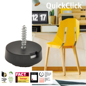 Patins Wagner feutre et plastique QuickClick 2en1 Duo Ø 20 mm avec vis pour meubles.