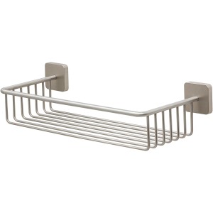 Étagère de douche Tiger Onu en acier inoxydable brossé pour montage mural dans la salle de bain.