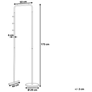 Appendiabiti Benton in metallo bianco, altezza 175 cm, con ganci e asta per appendiabiti.
