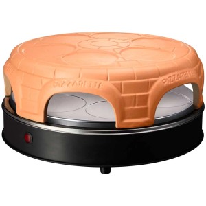 Emerio Pizzaofen Pre-Bake Terracotta für 6 Mini-Pizzen. Pizzaofen mit Terrakotta-Haube.