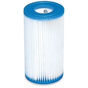 Cartouche de filtration Intex type A pour systèmes de filtration à cartouche, lamelles blanches avec bordure bleue.
