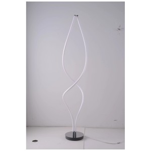 Moderna lampada da terra a LED Lenox, alta 160 cm, 43W, con design curvo e dimmer a pedale.