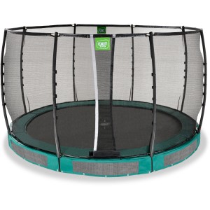 Trampolino interrato verde EXIT Allure Premium Ø 366 cm con rete di sicurezza.