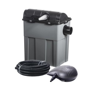 Heissner Set filtro a flusso 10100 per laghetti fino a 10.000 l, con pompa, tubo e chiarificatore UVC.