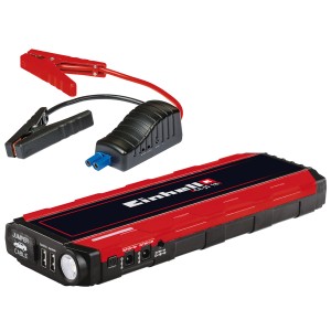Einhell CE-JS 18 Jump-Start Power Bank: Avviatore di emergenza e power bank con luce LED e cavi di ricarica.