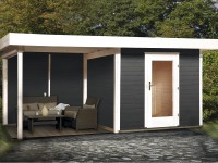 OBI Holz-Gartenhaus Florenz B Anthrazit-Weiss Gr. 3 / 530 x 240cm