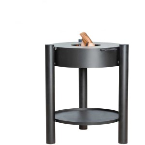 Plancha grill et brasero Tondo noir Ø 60 cm avec rangement pour le bois.