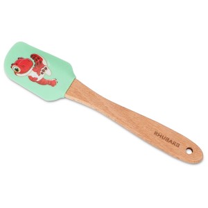 Spatule Paw Patrol Rhubarb avec manche en bois et bord en silicone, ustensile de cuisine pour enfants.
