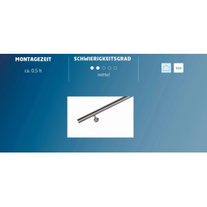 Kit de rampe compact, acier inoxydable V2A, 1200 mm, avec supports soudés.