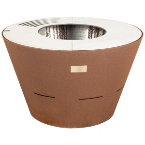 Brasero grill Nouvel Cono en acier rouillé, Ø 60 cm. Foyer moderne pour jardin et terrasse.