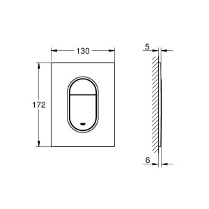 Disegno tecnico: Placca di comando WC Grohe Arena Cosmopolitan S con dimensioni.